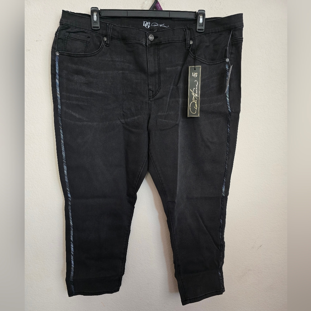 DG2 By Diane Gilman Ladies Virtual Stretch Beaded Stripe Skinny Jeans